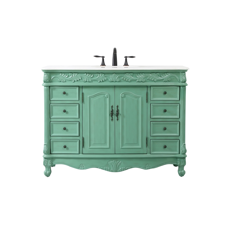 Elegant Kitchen and Bath Bordeaux Single Solid Wood Bathroom Vanity in Green