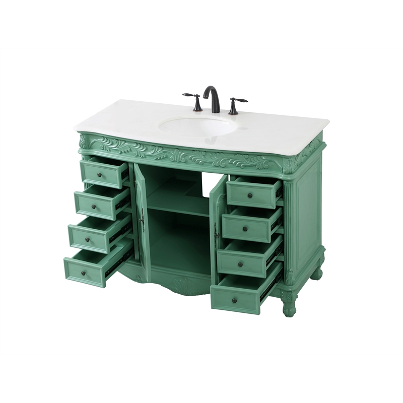Elegant Kitchen and Bath Bordeaux Single Solid Wood Bathroom Vanity in Green