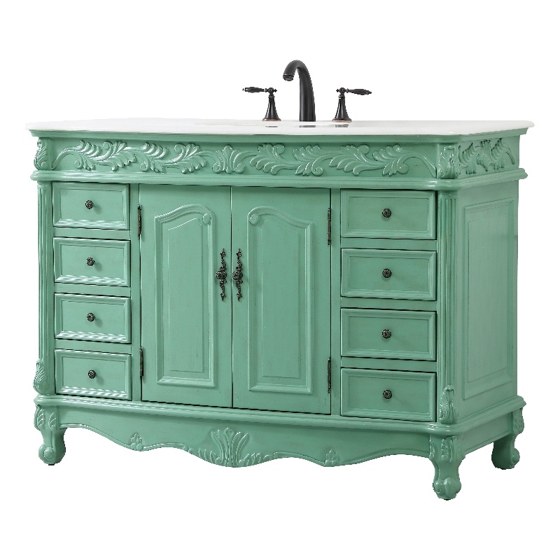 Elegant Kitchen and Bath Bordeaux Single Solid Wood Bathroom Vanity in Green