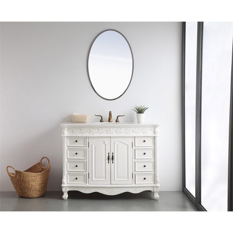 Elegant Kitchen and Bath Bordeaux Single Solid Wood Bathroom Vanity in White