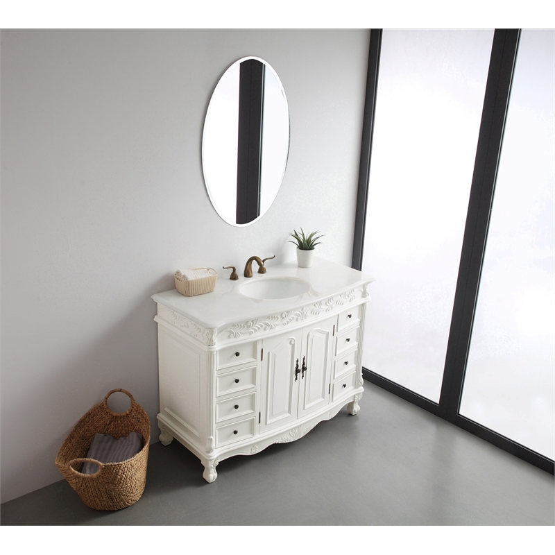 Elegant Kitchen and Bath Bordeaux Single Solid Wood Bathroom Vanity in White