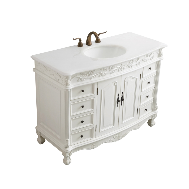 Elegant Kitchen and Bath Bordeaux Single Solid Wood Bathroom Vanity in White