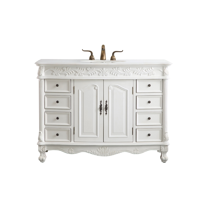 Elegant Kitchen and Bath Bordeaux Single Solid Wood Bathroom Vanity in White