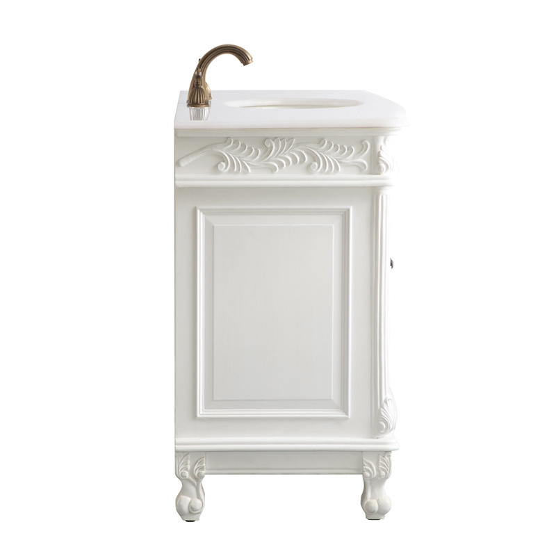 Elegant Kitchen and Bath Bordeaux Single Solid Wood Bathroom Vanity in White
