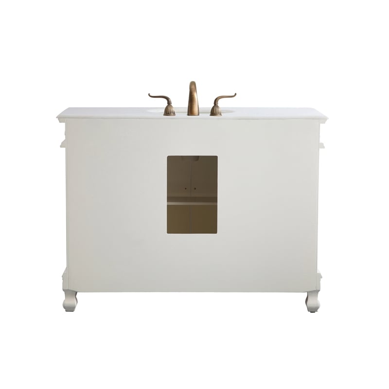 Elegant Kitchen and Bath Bordeaux Single Solid Wood Bathroom Vanity in White
