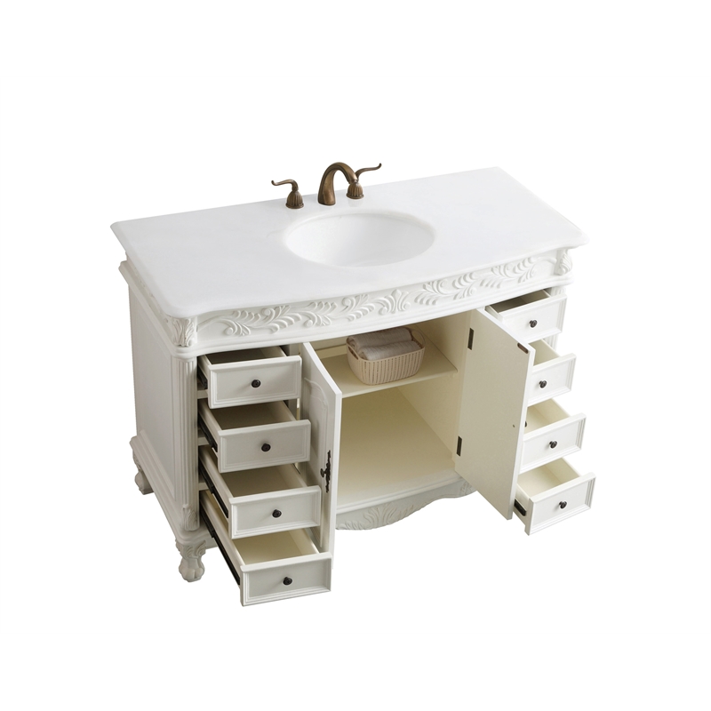 Elegant Kitchen and Bath Bordeaux Single Solid Wood Bathroom Vanity in White