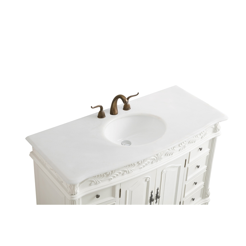 Elegant Kitchen and Bath Bordeaux Single Solid Wood Bathroom Vanity in White