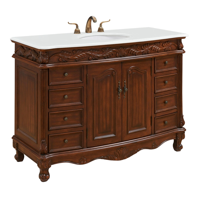 Elegant Kitchen and Bath Bordeaux Single Solid Wood Bathroom Vanity in Brown