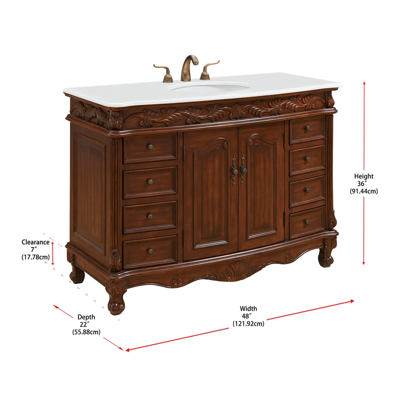 Elegant Kitchen and Bath Bordeaux Single Solid Wood Bathroom Vanity in Brown