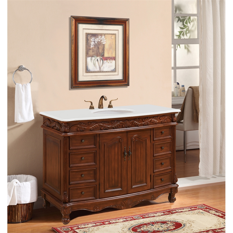 Elegant Kitchen and Bath Bordeaux Single Solid Wood Bathroom Vanity in Brown