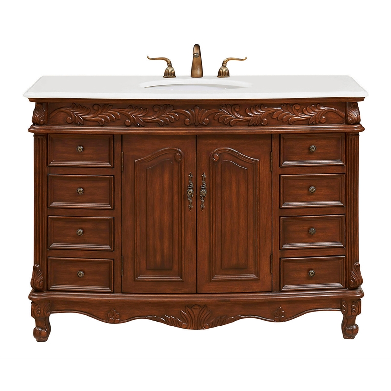 Elegant Kitchen and Bath Bordeaux Single Solid Wood Bathroom Vanity in Brown