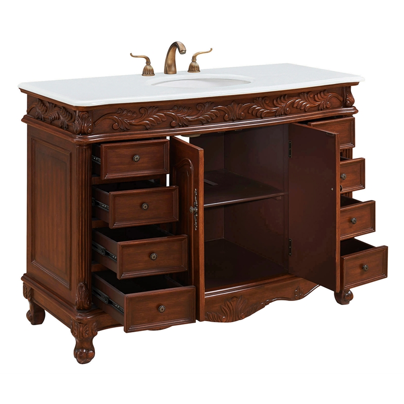 Elegant Kitchen and Bath Bordeaux Single Solid Wood Bathroom Vanity in Brown