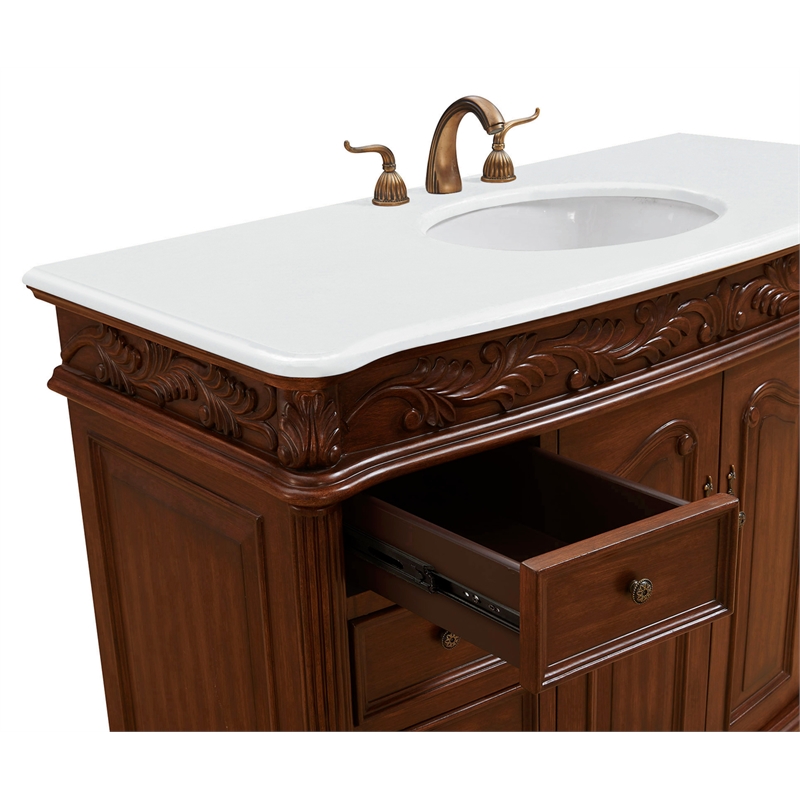 Elegant Kitchen and Bath Bordeaux Single Solid Wood Bathroom Vanity in Brown