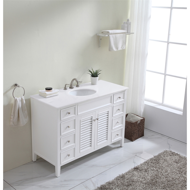 Elegant Kitchen and Bath Cape Cod Single Solid Wood Bathroom Vanity in White