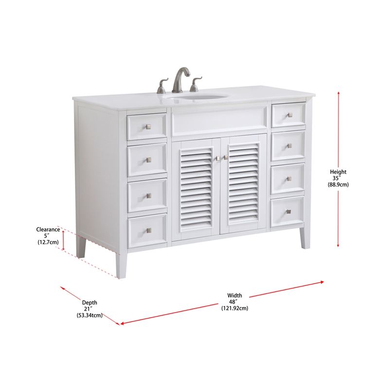 Elegant Kitchen and Bath Cape Cod Single Solid Wood Bathroom Vanity in White