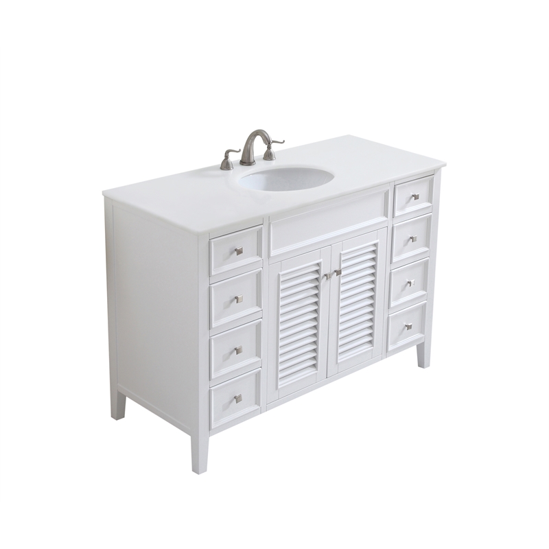 Elegant Kitchen and Bath Cape Cod Single Solid Wood Bathroom Vanity in White