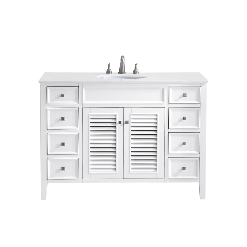 Elegant Kitchen and Bath Cape Cod Single Solid Wood Bathroom Vanity in White
