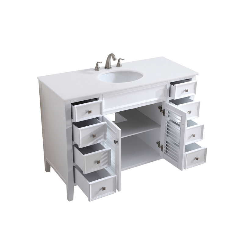 Elegant Kitchen and Bath Cape Cod Single Solid Wood Bathroom Vanity in White