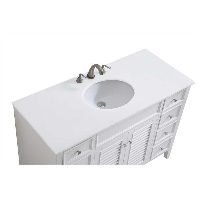Elegant Kitchen and Bath Cape Cod Single Solid Wood Bathroom Vanity in White