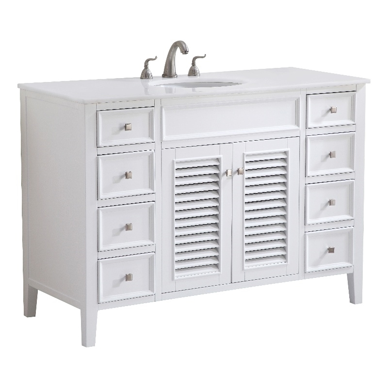 Elegant Kitchen and Bath Cape Cod Single Solid Wood Bathroom Vanity in White