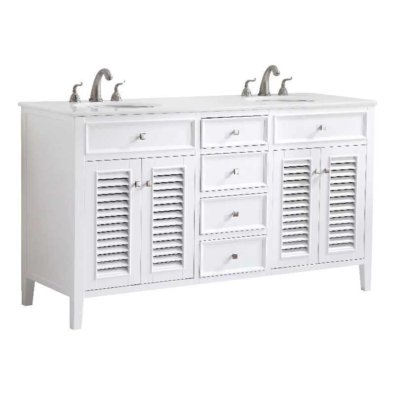 Elegant Kitchen and Bath Cape Cod Double Solid Wood Bathroom Vanity in White