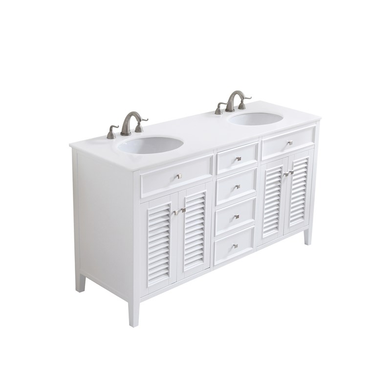 Elegant Kitchen and Bath Cape Cod Double Solid Wood Bathroom Vanity in White