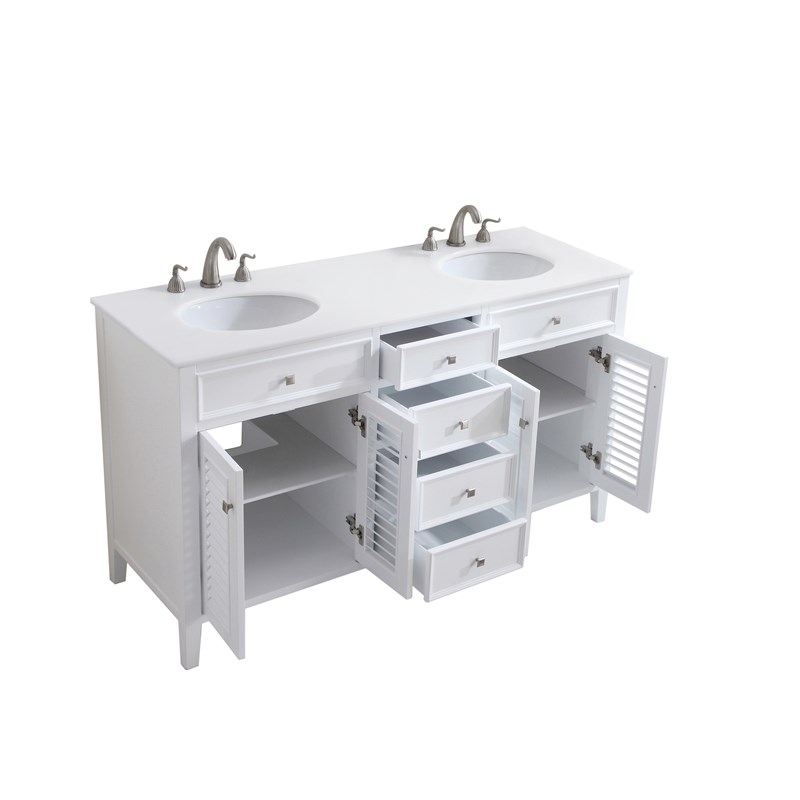 Elegant Kitchen and Bath Cape Cod Double Solid Wood Bathroom Vanity in White