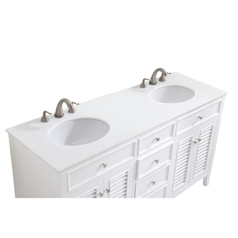 Elegant Kitchen and Bath Cape Cod Double Solid Wood Bathroom Vanity in White