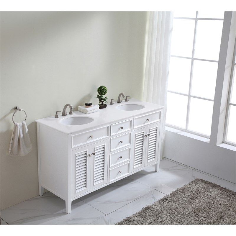 Elegant Kitchen and Bath Cape Cod Double Solid Wood Bathroom Vanity in White