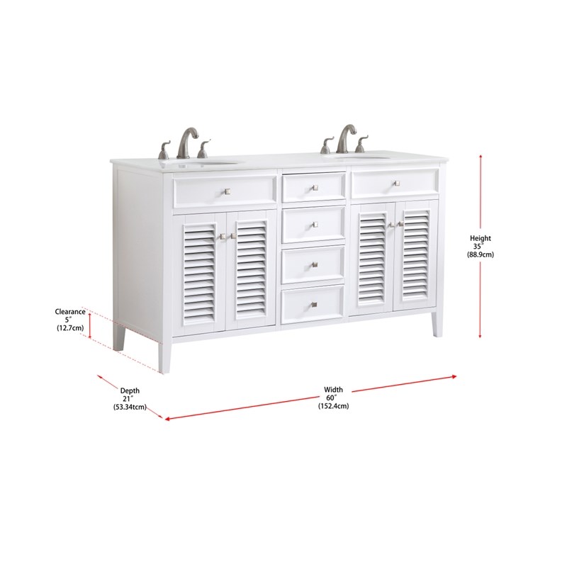 Elegant Kitchen and Bath Cape Cod Double Solid Wood Bathroom Vanity in White