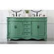 Elegant Kitchen and Bath Windsor Double Solid Wood Bathroom Vanity in Green