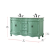 Elegant Kitchen and Bath Windsor Double Solid Wood Bathroom Vanity in Green
