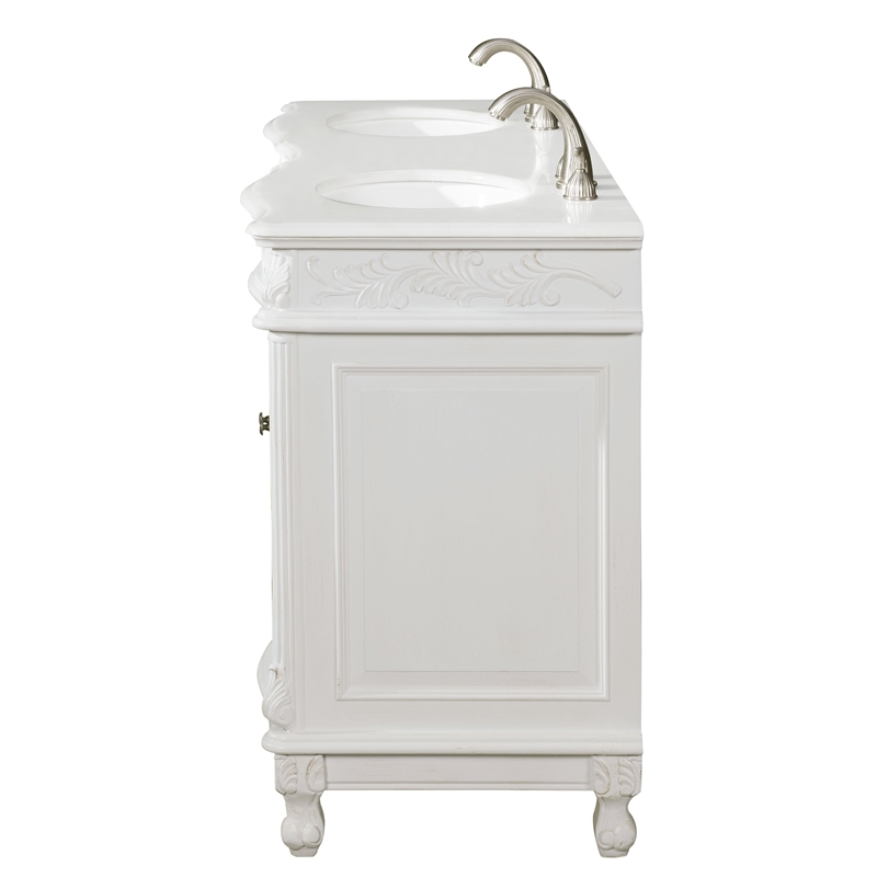 Elegant Kitchen and Bath Windsor Double Solid Wood Bathroom Vanity in White