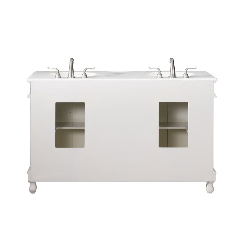 Elegant Kitchen and Bath Windsor Double Solid Wood Bathroom Vanity in White