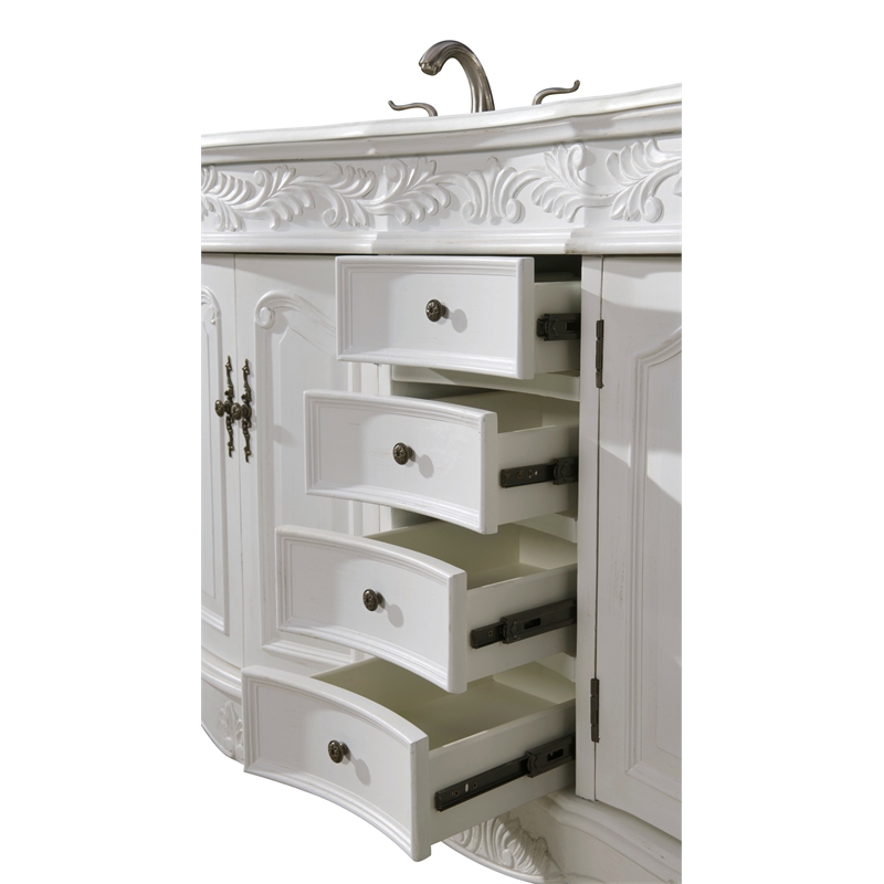 Elegant Kitchen and Bath Windsor Double Solid Wood Bathroom Vanity in White