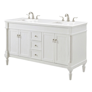 Elegant Kitchen and Bath Lexington 60&quot Solid Wood Bathroom Vanity in White
