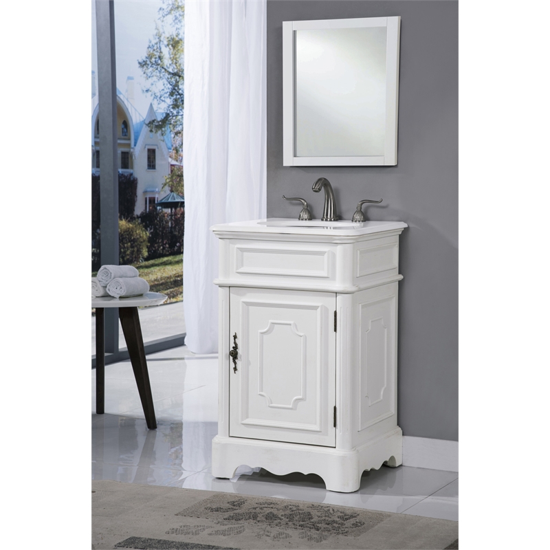 Elegant Kitchen and Bath Retro Single Solid Wood Bathroom Vanity in White