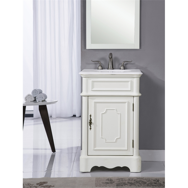 Elegant Kitchen and Bath Retro Single Solid Wood Bathroom Vanity in White