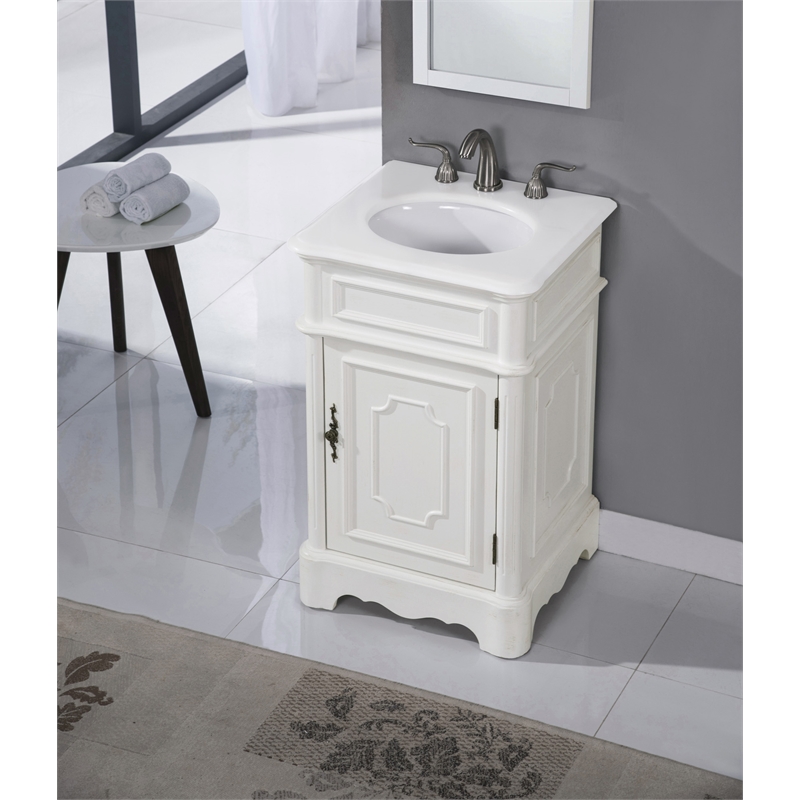 Elegant Kitchen and Bath Retro Single Solid Wood Bathroom Vanity in White