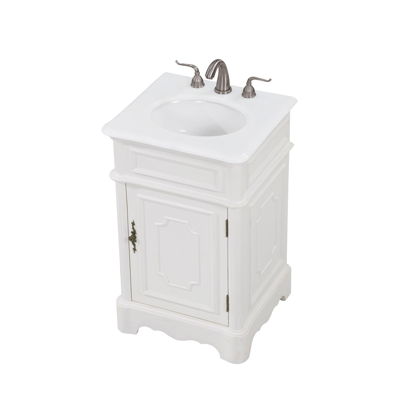Elegant Kitchen and Bath Retro Single Solid Wood Bathroom Vanity in White