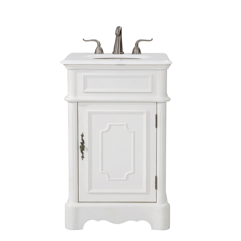 Elegant Kitchen and Bath Retro Single Solid Wood Bathroom Vanity in White