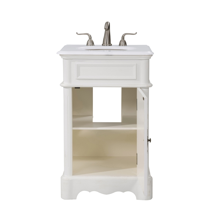 Elegant Kitchen and Bath Retro Single Solid Wood Bathroom Vanity in White