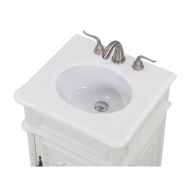 Elegant Kitchen and Bath Retro Single Solid Wood Bathroom Vanity in White