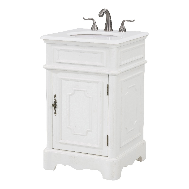 Elegant Kitchen and Bath Retro Single Solid Wood Bathroom Vanity in White