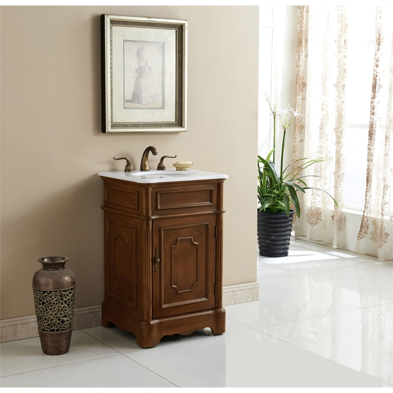 Elegant Kitchen and Bath Retro Single Solid Wood Bathroom Vanity in Brown