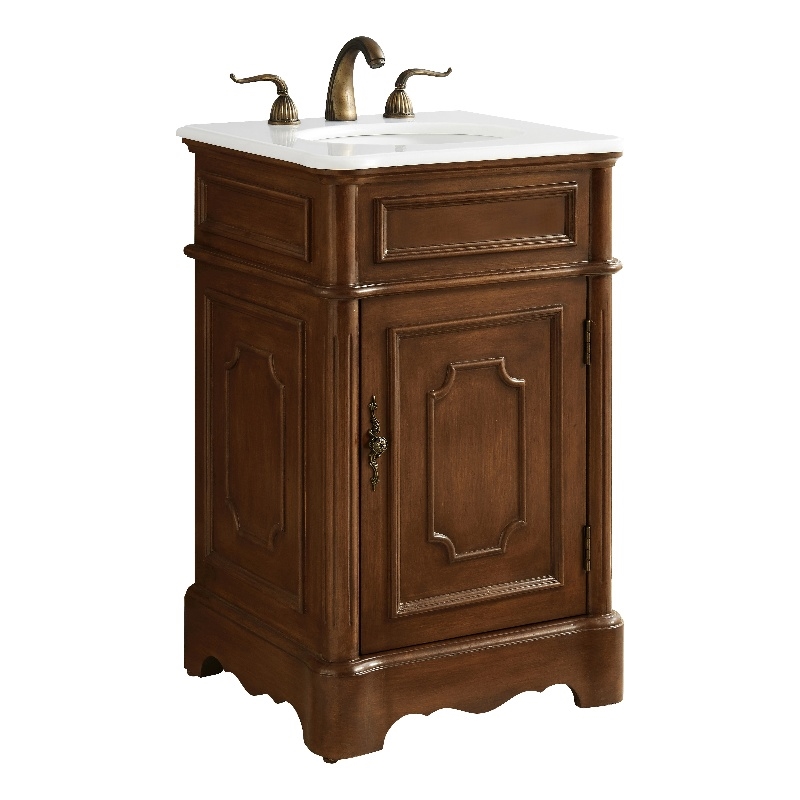 Elegant Kitchen and Bath Retro Single Solid Wood Bathroom Vanity in Brown