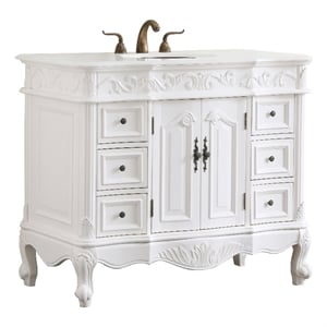 Elegant Kitchen and Bath Oakland 42&quot Single Solid Wood Bathroom Vanity in White
