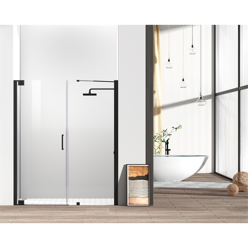 Elegant Kitchen and Bath Carson Semi-frameless Aluminum Shower Door in Black