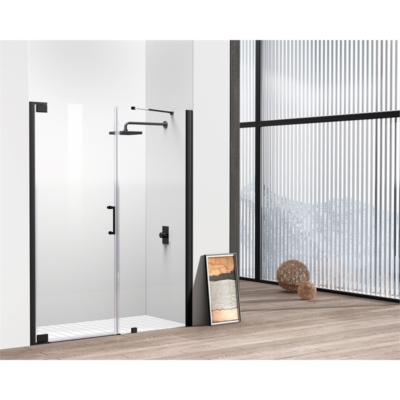 Elegant Kitchen and Bath Carson Semi-frameless Aluminum Shower Door in Black