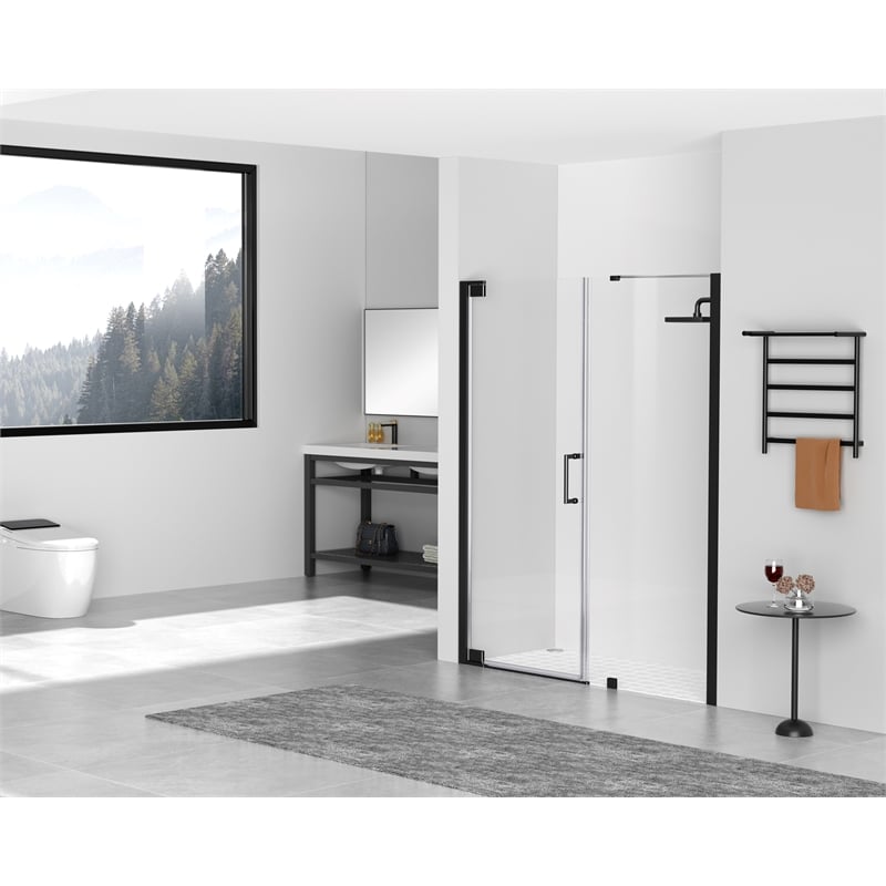 Elegant Kitchen and Bath Carson Semi-frameless Aluminum Shower Door in Black